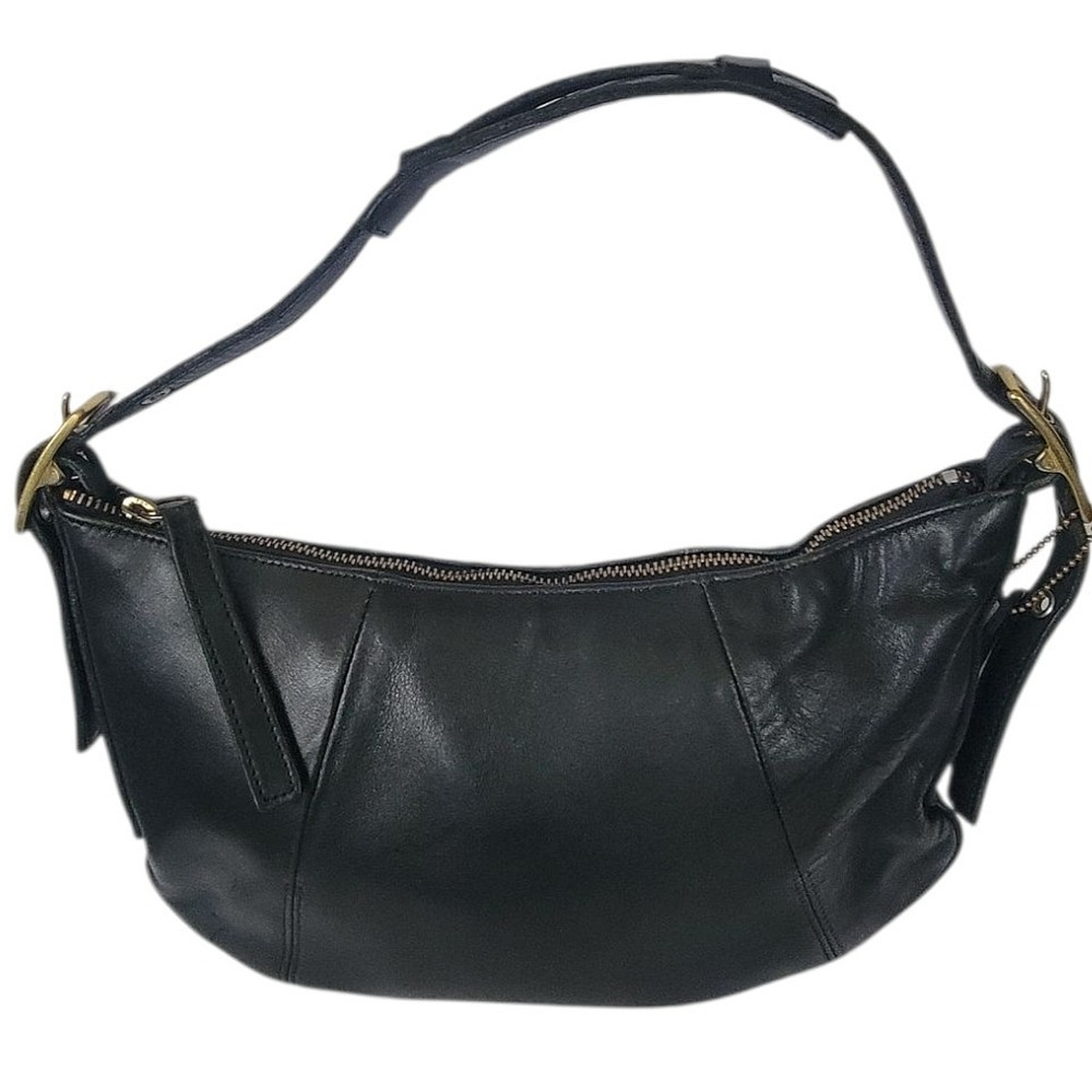 Coach Vintage Leather Moon Women Shoulder Bag Hand Made in USA Black